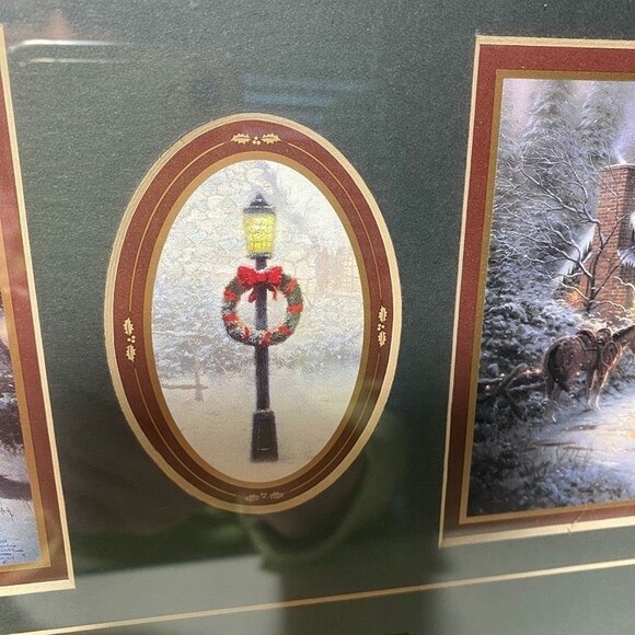 Thomas Kinkade Framed Art Glass Triple Pictures Collectors Society 1998 - Picture 3 of 9